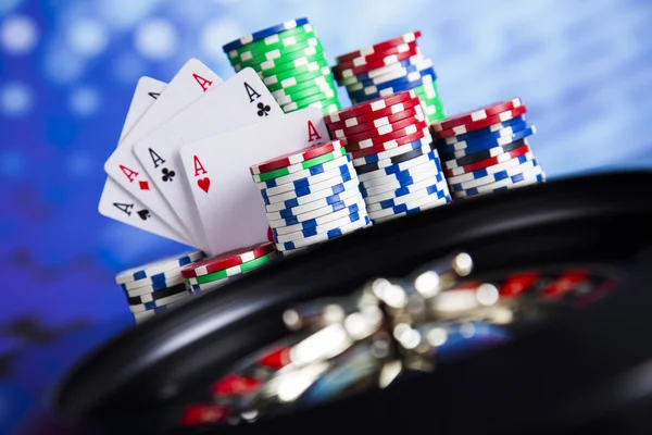 Poker Chips with roulette — Stock Photo, Image