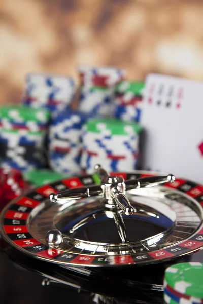 Poker Chips with roulette — Stock Photo, Image