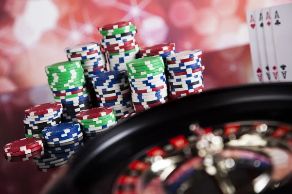 Pokerfiches met roulette — Stockfoto