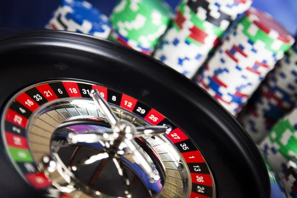 Poker Chips with roulette — Stock Photo, Image