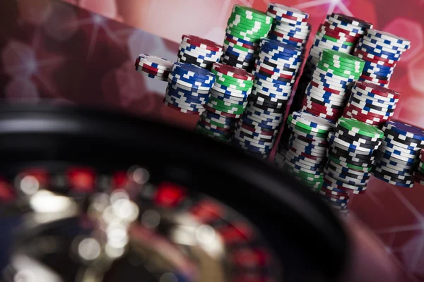 Poker Chips with roulette — Stock Photo, Image