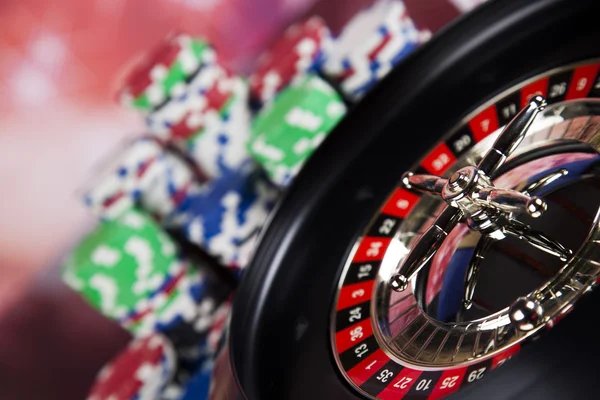 Poker Chips with roulette — Stock Photo, Image