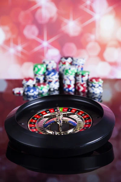 Poker Chips with roulette — Stock Photo, Image