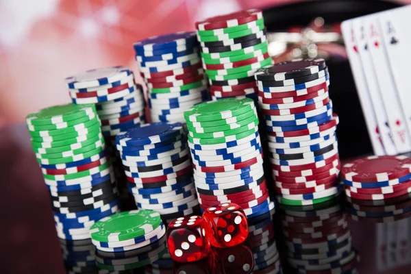 Poker Chips and gaming cards — Stock Photo, Image