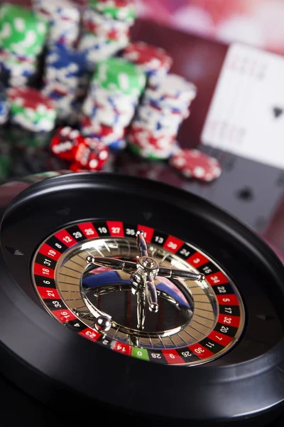 Poker Chips with roulette — Stock Photo, Image