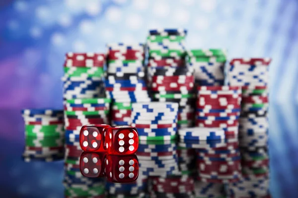 Poker Chips on a gaming table
