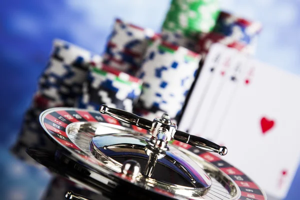 Poker Chips with roulette — Stock Photo, Image