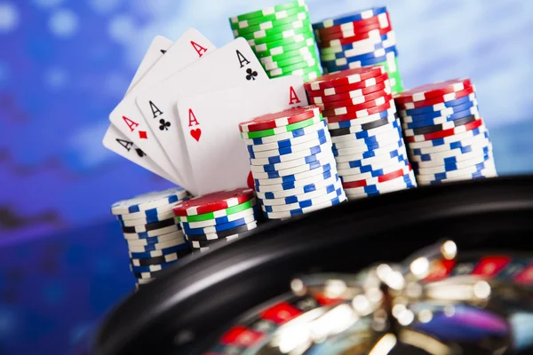 Pokerfiches met roulette — Stockfoto