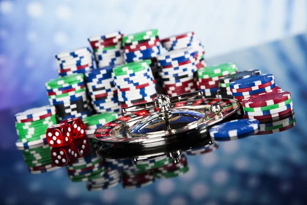 Poker Chips with roulette — Stock Photo, Image