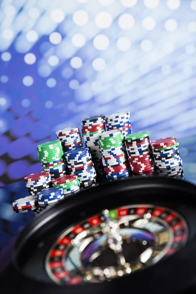 Poker Chips with roulette — Stock Photo, Image