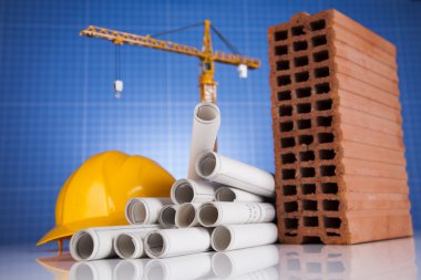 Architectural with Construction site and crane clipart