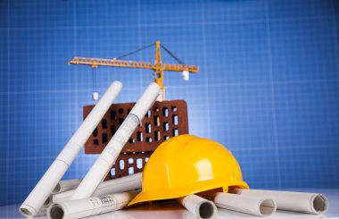 Architectural with Construction site and crane clipart