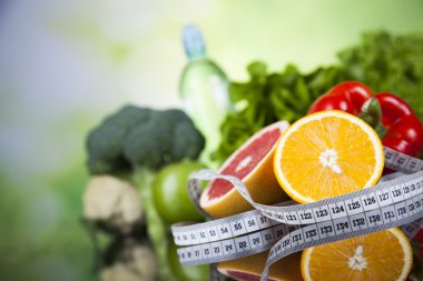 Sebze, meyve ve fitness kompozisyon