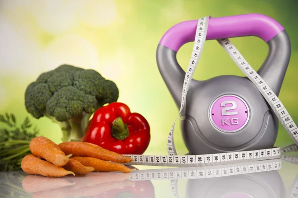 运动饮食、 卡路里、 卷尺 — 图库照片