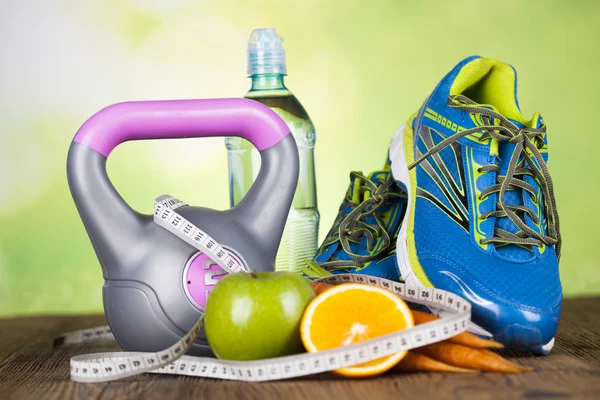 Sport voeding, calorie, maatregel tape — Stockfoto