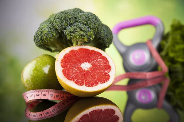 Fitness mat, kost, grönsaker sammansättning — Stockfoto