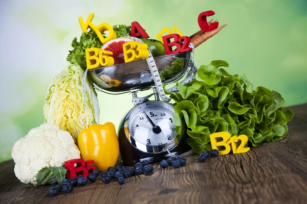 Fitness vitamini kavramı, taze meyve ve sebze — Stok fotoğraf