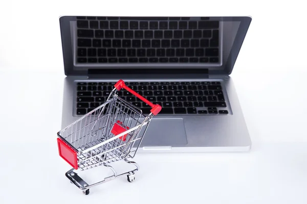 Conceito de compras on-line, fundo do computador — Fotografia de Stock