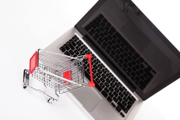 Computer, Online shopping concept in white background — Stock Photo, Image