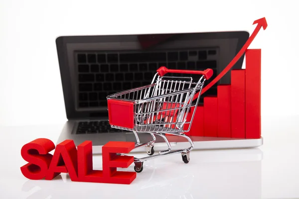 Online shopping concept, Computer background — Stock Photo, Image