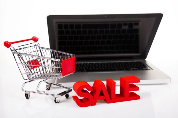 Online shopping concept, Computer background — Stock Photo, Image