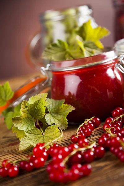 Homemade fruit jam in the glass jars — Stock Photo, Image