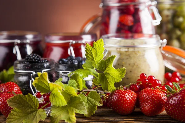 Homemade fruit jam in the glass — Stock Photo, Image