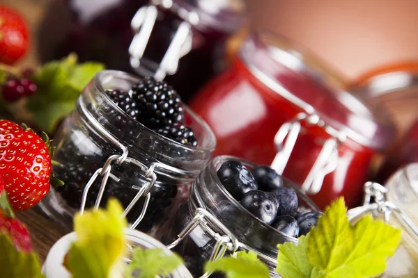 Homemade fruit jam in the glass — Stock Photo, Image