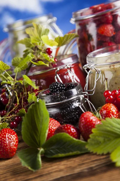 Homemade fruit jam in the glass — Stock Photo, Image