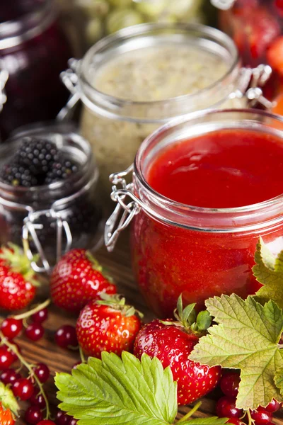 Homemade fruit jam in the glass — Stock Photo, Image