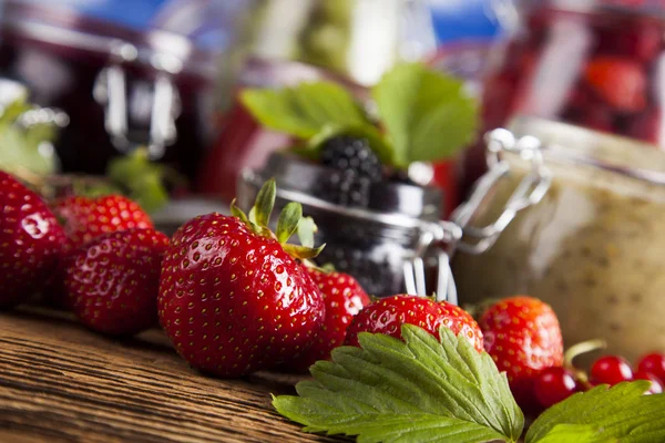 Homemade fruit jam in the glass — Stock Photo, Image