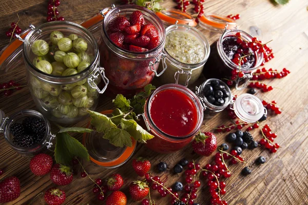 Homemade fruit jam in the glass — Stock Photo, Image