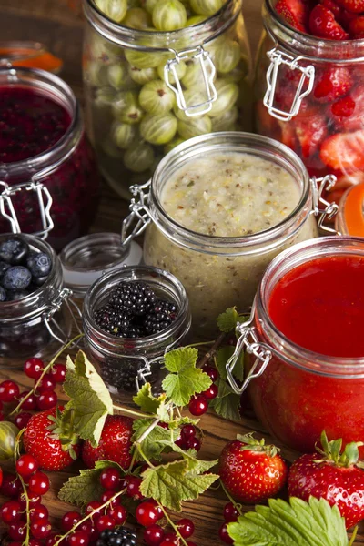 Homemade fruit jam in the glass — Stock Photo, Image