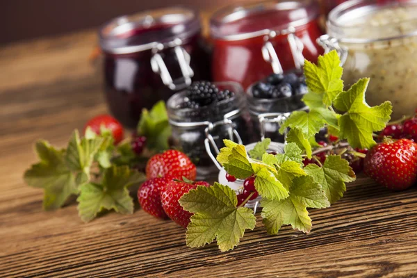 Homemade fruit jam in the glass — Stock Photo, Image
