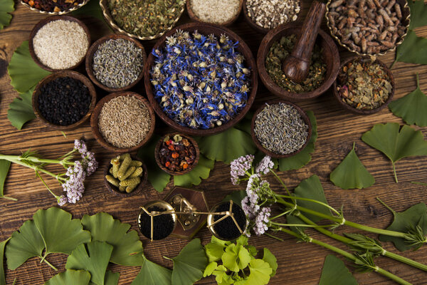 Assorted natural medical herbs