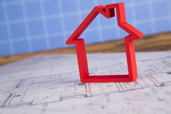 Project blueprints tekeningen van huis model — Stockfoto