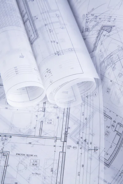 Rolls of architecture blueprints concept — Stock Photo, Image