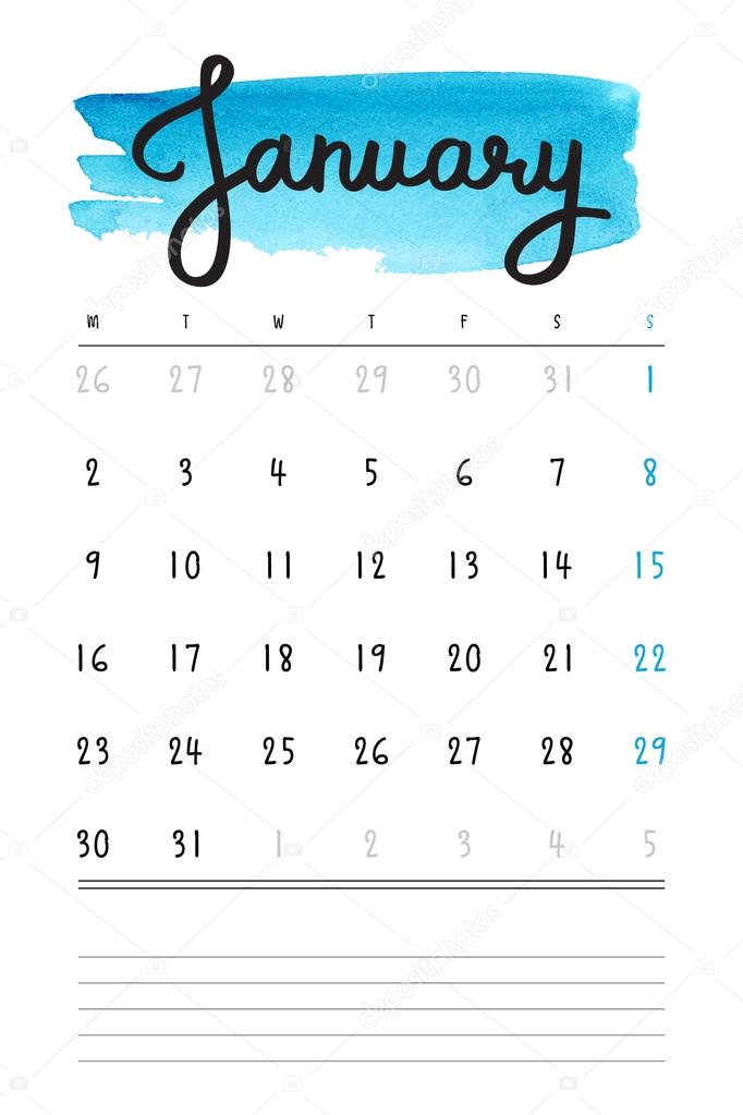 calendar month template hand vector calendar 2017 template with blue watercolor stain calendar month template hand vector calendar 2017 template with blue watercolor stain