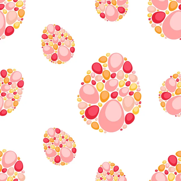 Płynny wzór Wielkanoc cute mozaiki kolorowe jaja na białym tle — Wektor stockowy
