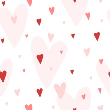 Vektör kırmızı kalpler farklı tonları ile seamless modeli.