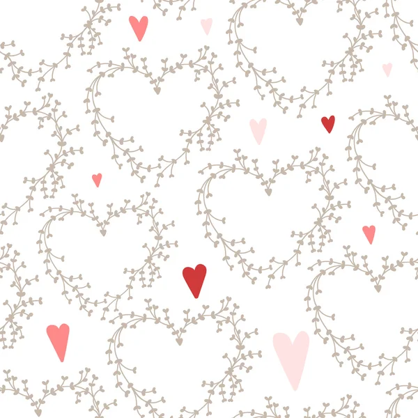 Vector seamless pattern with hearts and wreathes. — Stock Vector