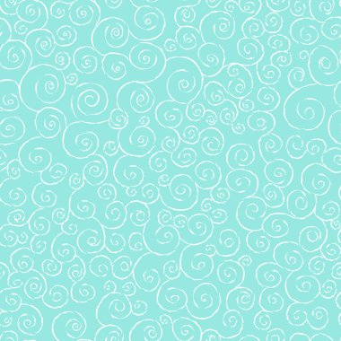 Sorunsuz vektör desen - beyaz turkuaz özgeçmişlerine swirls. Davetiyeler, hurda rezervasyon arka planlar, ambalaj kağıdı, vb için iyi