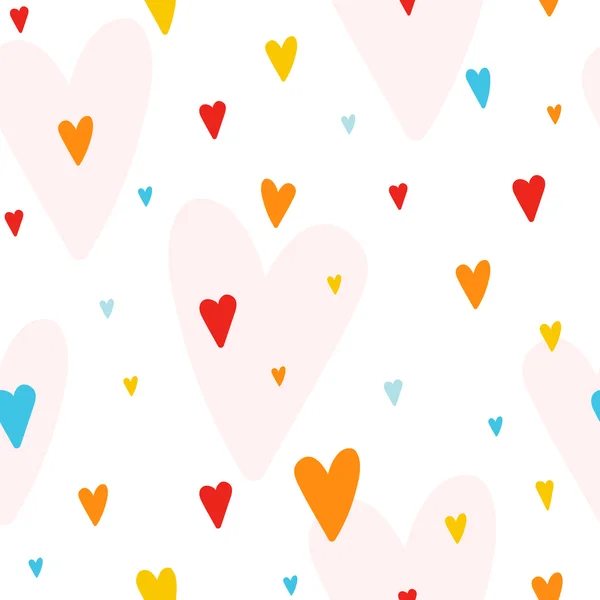 Modèle sans couture vectoriel avec des cœurs colorés — Image vectorielle