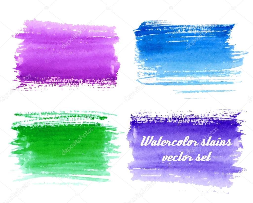 Vector set of abstract watercolor background with paper texture.