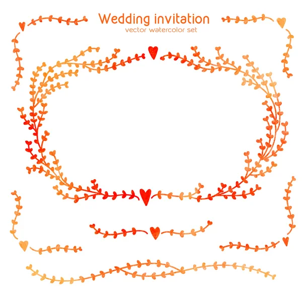 Ensemble vectoriel d'éléments aquarelles pour les invitations de mariage — Image vectorielle