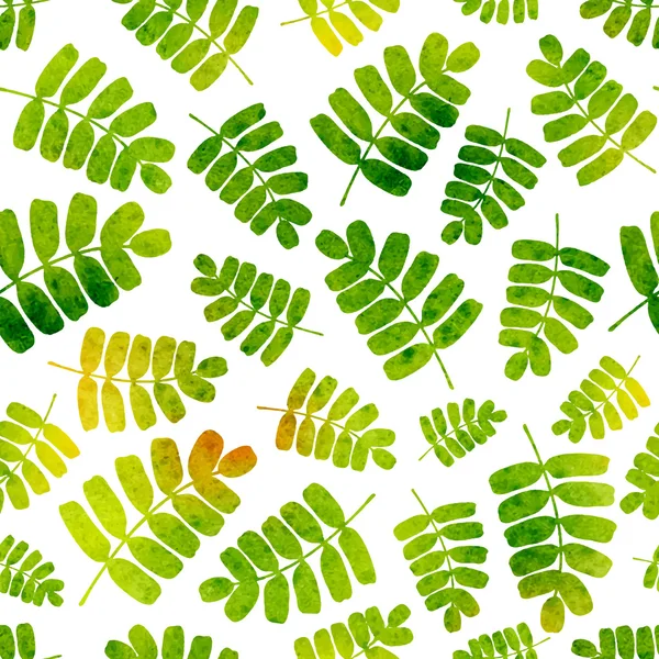 Векторный бесшовный рисунок с акварельными листьями — стоковый вектор