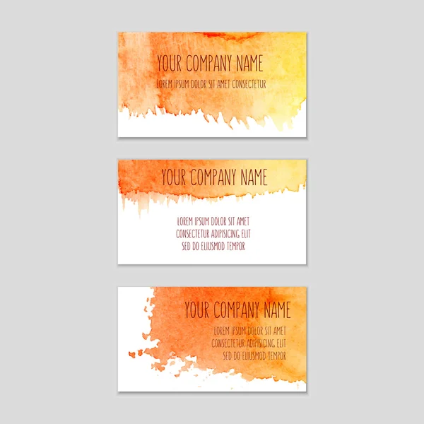 Set of business cards with watercolor background. — Stock Vector