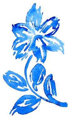 Suluboya el çizilmiş vektör çiçek yaprakları ile.