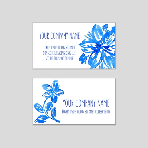 Σύνολο επαγγελματικές κάρτες με ακουαρέλα floral φόντο. — Διανυσματικό Αρχείο
