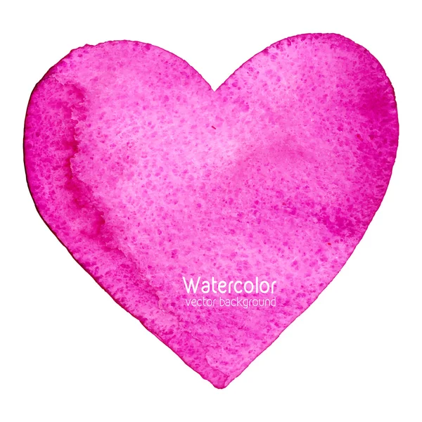 Vector watercolor heart, splash background on wet paper. — Stock Vector